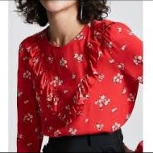 NWOT Forever 21 Floral Ruffle-Trim Top